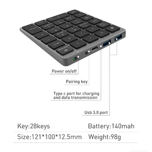 JOMAA Mini Rechargeable Bluetooth Wireless Numeric Keypad