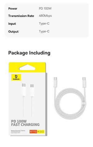 BASEUS Dynamic 3 Series 100W USB-C to USB-C Fast Charging Cable