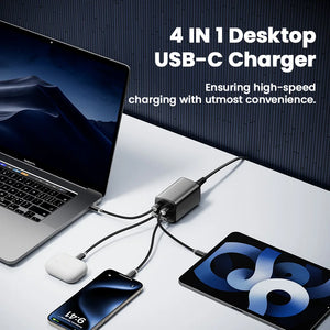 ESSAGER 67W GaN USB-C Desktop Charger with Quick Charge 3.0, PPS and PD3.1 - Black