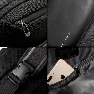 Close-up of textured fabric and zipper on a compact crossbody bag