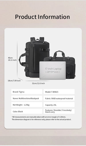 TIGERNU B9815 Large Capacity Lightweight Waterproof Travel Backpack