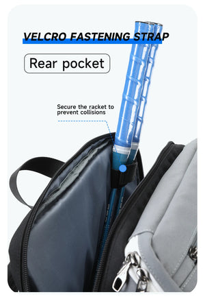 Black waterproof travel backpack with front zip pocket and side strap detail