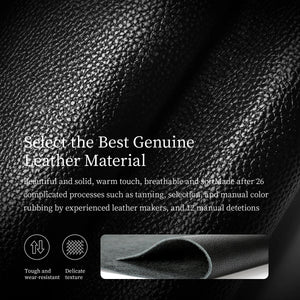Black leather wallet close-up showing pebbled texture grain surface