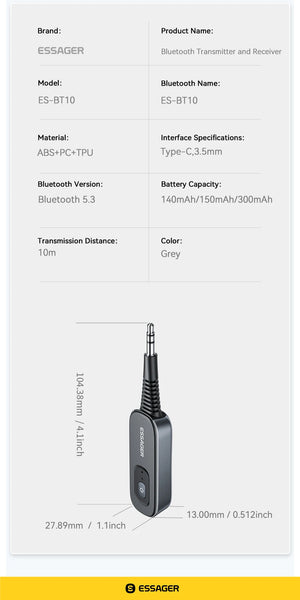 ESSAGER BT10 2in1 Aux Wireless Bluetooth Adapter