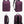 Purple compact waterproof backpack shown from front, side, and back angles