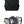 Black travel backpack front and open interior view with side straps and compartment lining