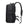 Black waterproof backpack with side pocket, front organizer panel, and adjustable shoulder straps