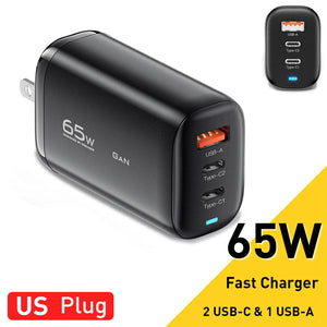 ESSAGER 65W GaN USB Charger with PPS 45W, 25W, QC3.0 and PD3.0 - Black