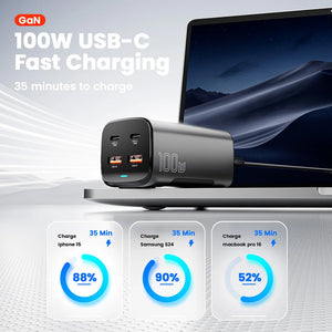 ESSAGER 67W GaN USB-C Desktop Charger with Quick Charge 3.0, PPS and PD3.1 - Black