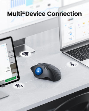 PROTOARC EM01 Ergonomic Rechargeable Bluetooth Wireless Trackball Mouse