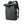 Black roll-top waterproof travel backpack with front pocket, buckles, and shoulder straps