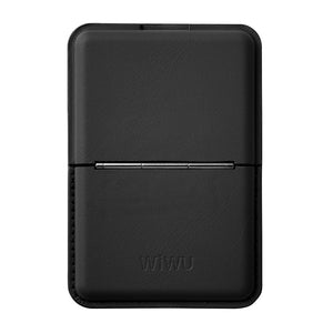 Black leather magnetic card holder wallet with secure horizontal clasp