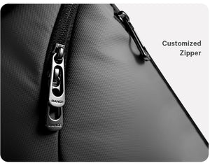 Customized zipper and metal pull on roll-top waterproof backpack