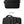 Black travel backpack with zip front pocket, padded back panel, and side straps