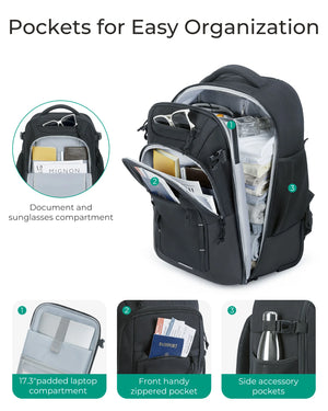 BAGSMART Large Capacity Waterproof Wheeled Travel Backpack