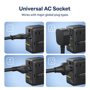 BASEUS PicoGo CG11 70W Universal Travel Adapter with Retractable Cable