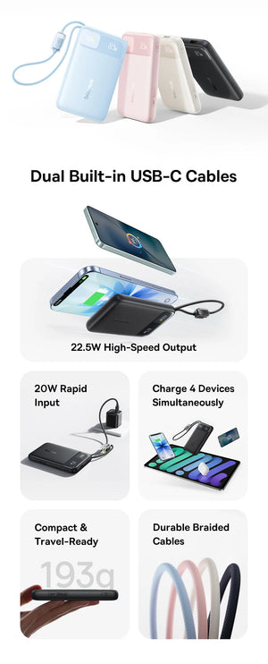 BASEUS EnerFill FC11 Digital Display Power Bank with Built-In Cable