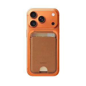 WiWU MagSafe card holder wallet with tracker slot, brown front view