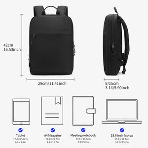 Compact TIGERNU B9013 backpack, front and side views with size proportions