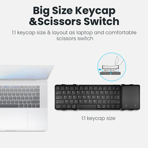 JOMAA Foldable Rechargeable Wireless Keyboard with Touchpad
