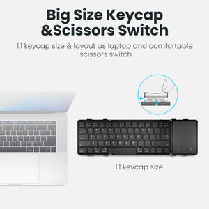 JOMAA Foldable Rechargeable Wireless Keyboard with Touchpad