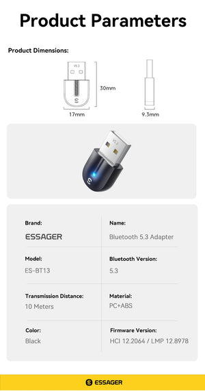 ESSAGER BT13 Bluetooth Adapter and USB Dongle
