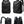 Black travel backpack product display with front, side, and back views and shoulder straps shown