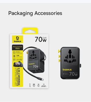 BASEUS PicoGo CG11 70W Universal Travel Adapter with Retractable Cable