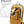Yellow waterproof compact backpack with front zipper pocket, shown with water splash