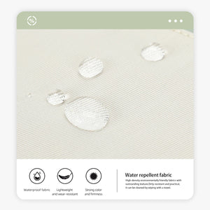 Water-repellent fabric close-up with textured weave and droplet pattern