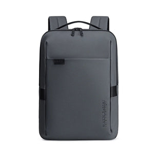 Waterproof travel backpack, dark grey, front panel pocket, top handles and zipper