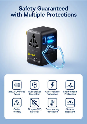 BASEUS PicoGo AG11 45W Universal Travel Adapter with Retractable Cable