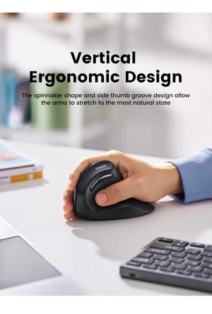 UGREEN MU008 Multi-Mode Ergonomic Vertical Bluetooth Wireless Mouse
