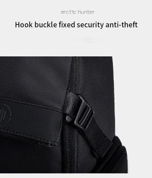 Large waterproof travel backpack with hook-buckle security clasp