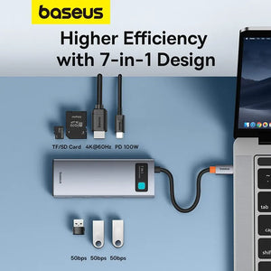BASEUS Metal Gleam Series 7in1 USB-C Multiport Adapter and USB Hub