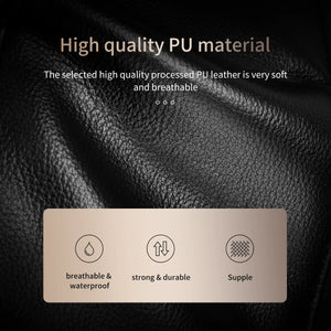 Black PU leather wallet with fine grain texture and durable surface finish