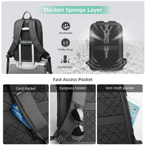 Black backpack with padded breathable back and front quick-access pocket