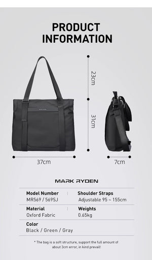 MARK RYDEN MR569 Protective Waterproof Laptop and Tote Bag