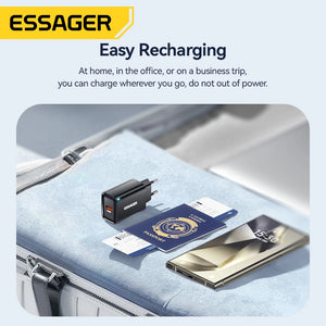 ESSAGER 45W USB Charger with QC3.0 and PD Fast Charging - White