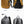 Travel backpack color display: yellow/black and grey/black versions, 45° side and back views