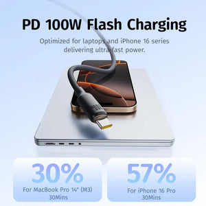 BASEUS Foamed Silicone Pro 100W Type-C to Type-C Magnetic Coiled Charging Cable