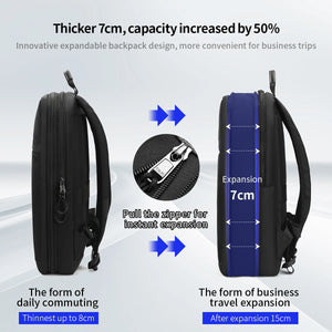 Expandable TIGERNU B9013 backpack showing instant expansion seam from 7cm