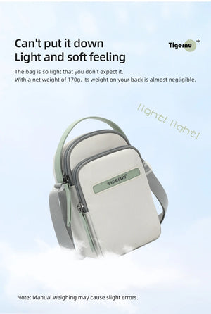 Lightweight compact waterproof crossbody bag with adjustable strap