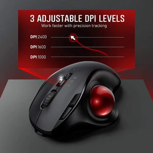 JOMAA Multi-Mode Rechargeable Bluetooth Wireless Vertical Trackball Mouse
