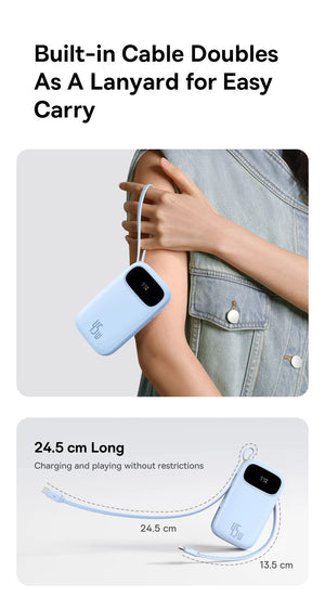 BASEUS QPow3 Fast Charging Power Bank with Built-In Cable