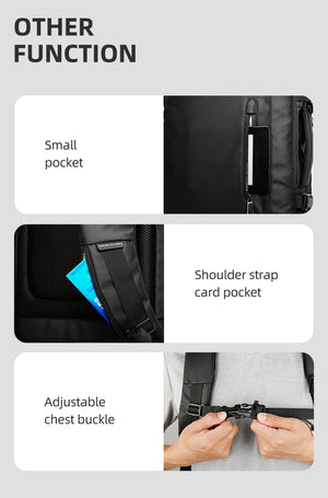 MARK RYDEN MR9299 Expandable Waterproof Travel Backpack with USB Charging Port