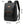 Black commuter backpack front view with adjustable shoulder straps and front buckle pockets