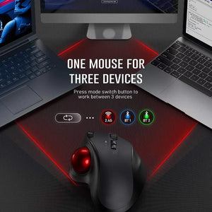JOMAA Multi-Mode Rechargeable Bluetooth Wireless Vertical Trackball Mouse