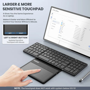 JOMAA Foldable Rechargeable Bluetooth Wireless Keyboard with Touchpad