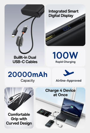BASEUS EnerFill FC41 Digital Display Power Bank with Dual Cable
